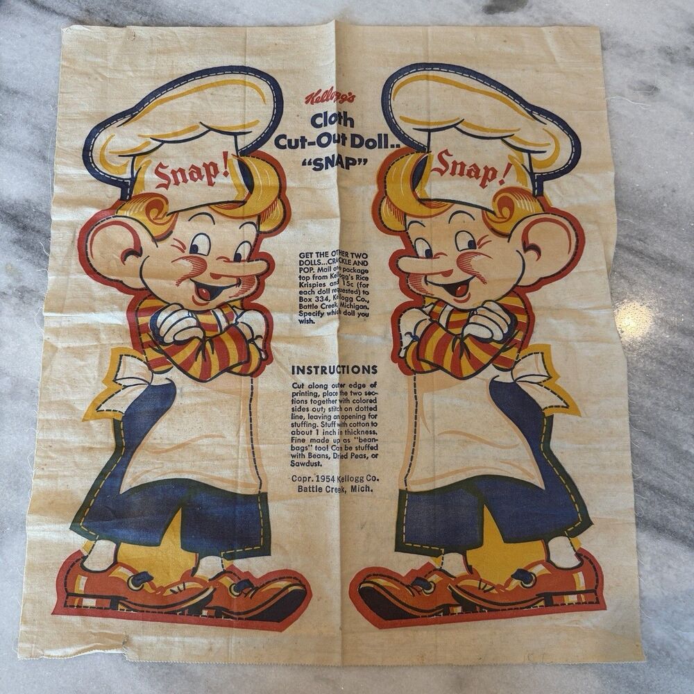 Vintage‎ 1950's RICE KRISPIES "SNAP" FABRIC DOLL Kit Kellogg Sewing Craft